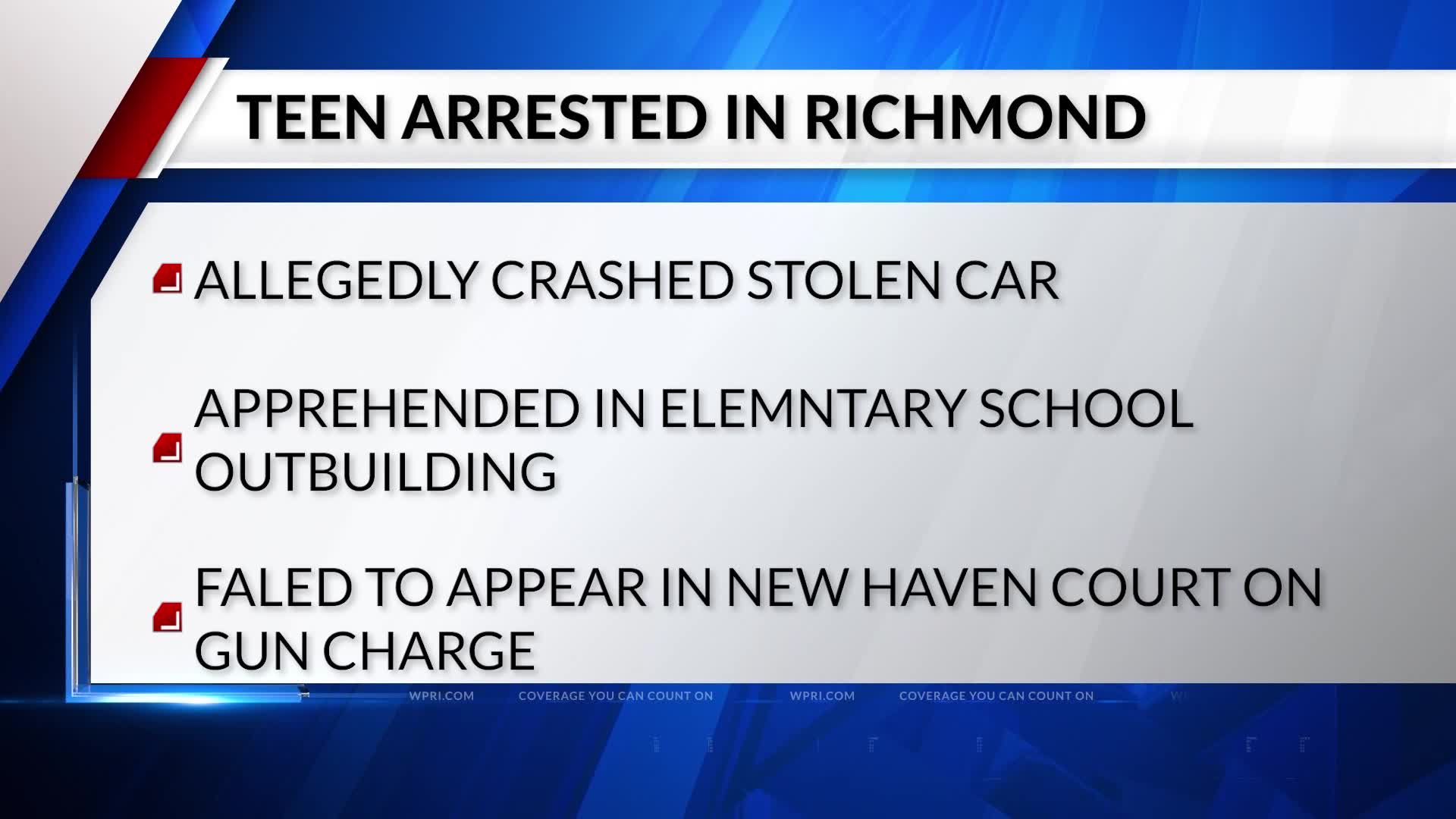 12 News Now: Teen arrested after allegedly crashing stolen car – WPRI.com